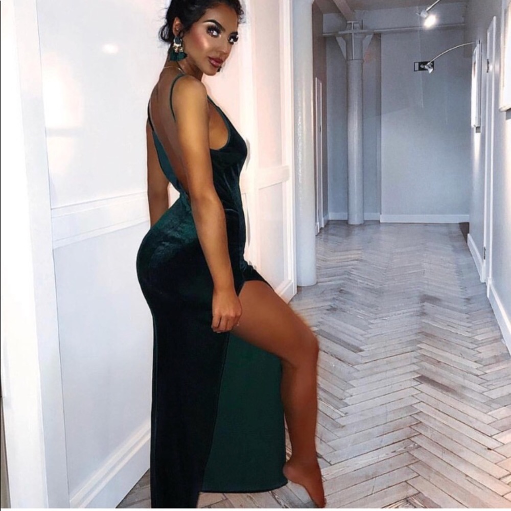 Green velvet fashion nova dress